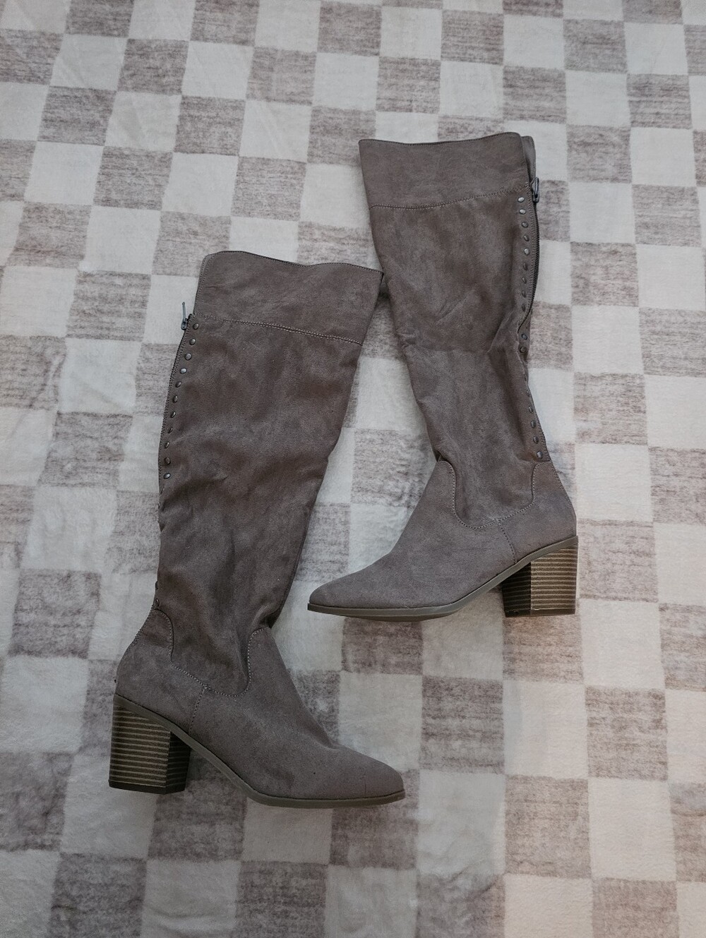 Madden Girl Taupe Over-the-Knee Block Heel Boots Size 8.5